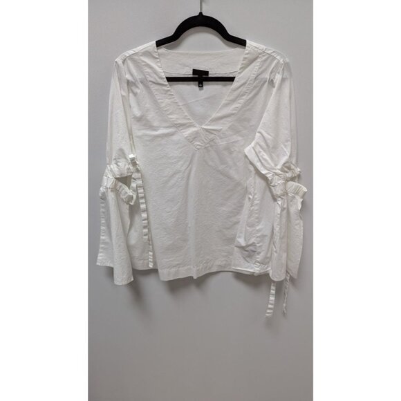 WHO WHAT WEAR White Split-Bell-Sleeve Blouse - Picture 1 of 2